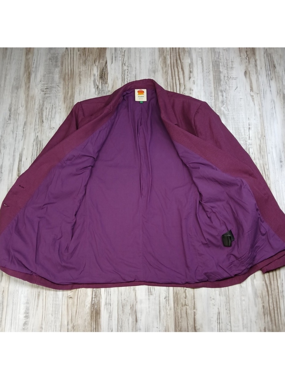 Farm Rio Lyocell and Cotton Blend Blazer in Plum Purple - Picture 12 of 13